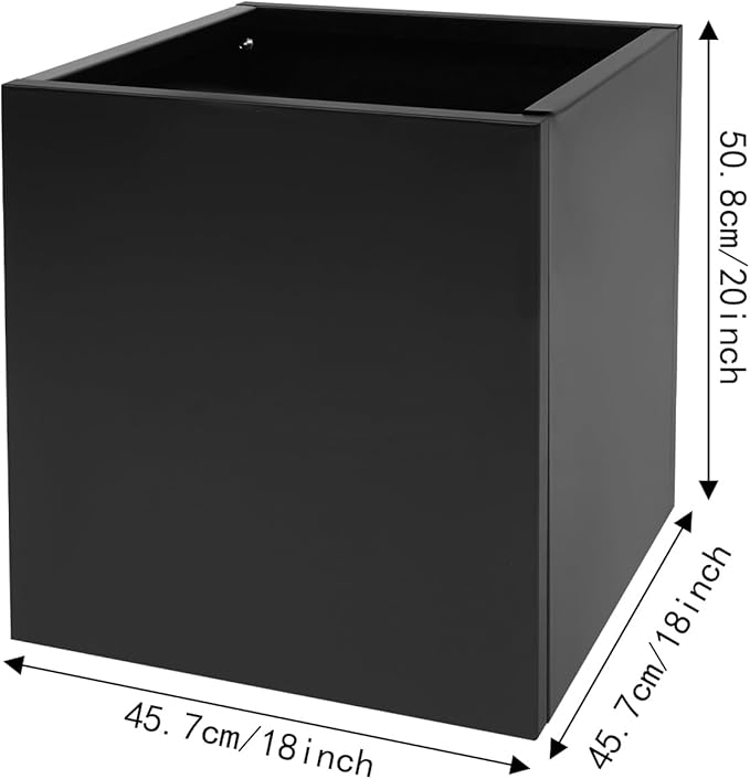 Metal Planter Box Indoor &amp Outdoor Planter Box Metal Garden Planter for Plants and Flowers Fits for Outside Indoor Garden (Black)