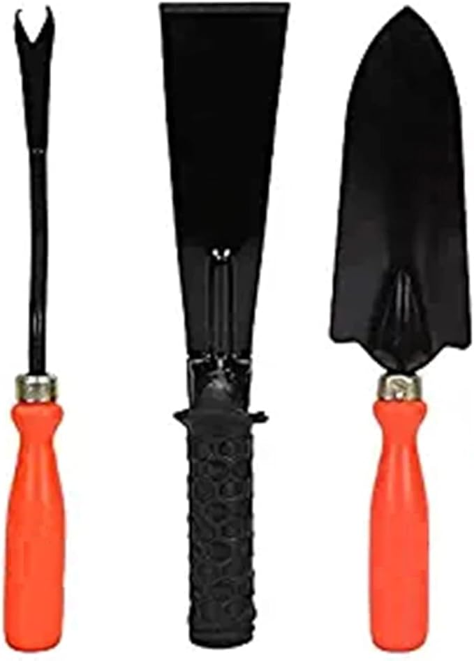 RK_Enterprises Garden Tool Set - 3 Pcs (Small Trowel 2 Inch Khurpi Weeder) | Terrace Gardening Accessories| Tools Kit for Home Gardening | Essential Farming Spade Shovel for Gardening | Tool Kit