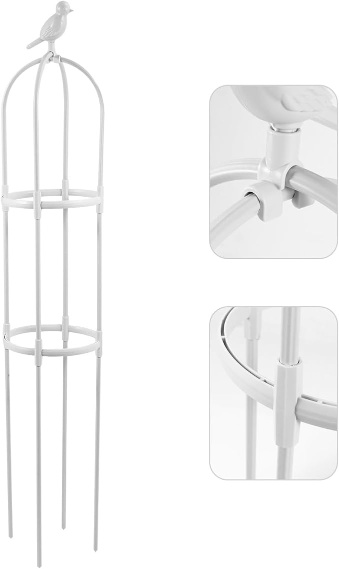 Plant Vine Support Climbing Rack Outdoor Garden Trellis White Iron Frame 25cm Diameter 120cm Height Gardening Accessory for Climbing Plants and Vining Flowers