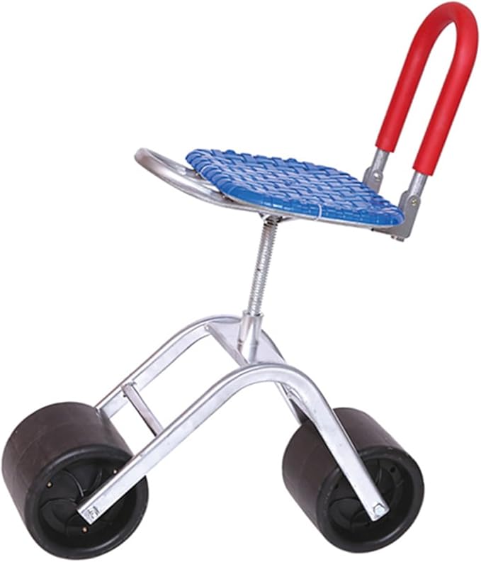 360° Swivel Rolling Gardens Cart with SeatFoldable Garden with 2 Wheelsfor Lawn Yard(Blue)