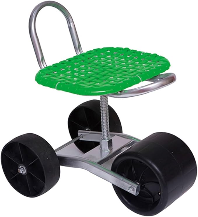 360° Swivel Rolling Gardens Cart with SeatUtility Stool with Adjustable 22-36cm Heightfor Lawn Yard Patio(Green)