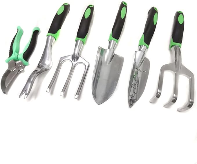Garden Tools Set - with Storage Organizer Ergonomic Hand Digging Weeder Rake Shovel Trowel -Gift for Women and Men (Color : Green)