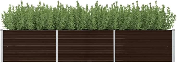 SKM Garden Raised Bed Brown 94.5x31.5x17.7 Galvanized Steel (9.48 KG/20.856 LBS)