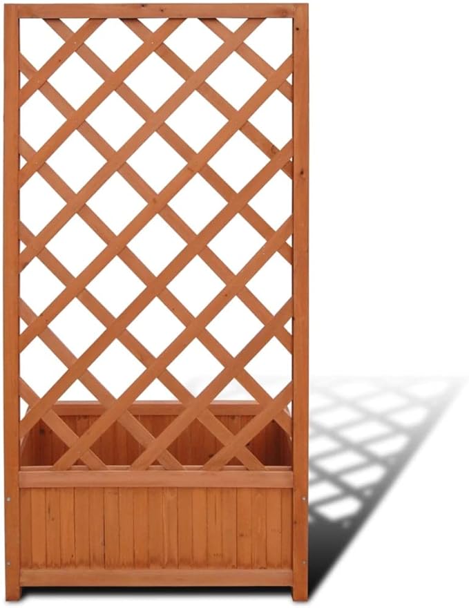 Solid Wood Trellis Planter Wood Garden Planter with Trellis Raised Garden Bed with Trellis for Vine Climbing Plants Flower Vegetable 27.6x11.8x53.1 -89