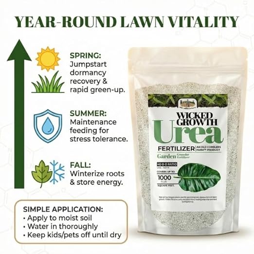 Old Cobblers Farm™ Wicked Growth High-Efficiency 46-0-0 Fertilizer - Urea - Fast-Acting Nitrogen Source for Lush Growth in Gardens &amp Farms -Soluble (5 lbs | 10 lbs | 15 lbs | 20 lbs) (15lbs)