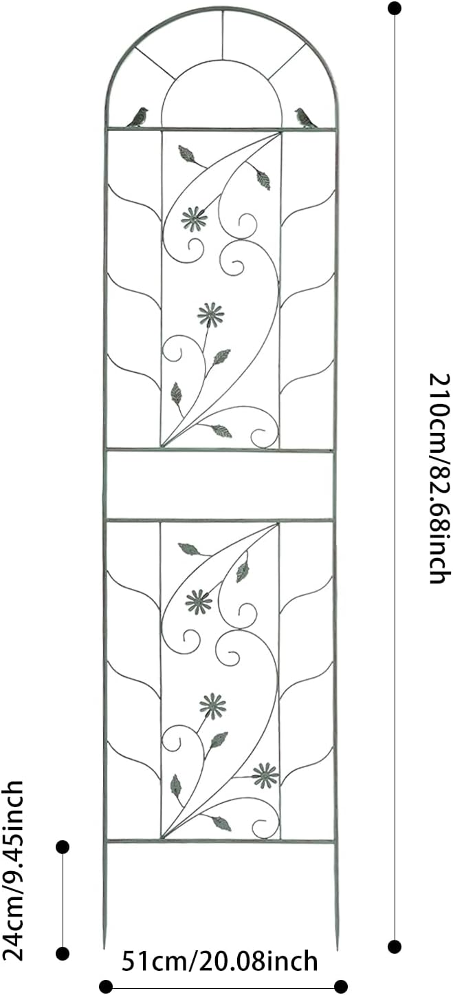 2 Pack Metal Garden Trellis for Climbing Plants 82.68 Inch Tall Outdoor Flower Trellis for Roses Clematis Vegetables Vines Heavy Duty Plant Support for Courtyard Lawn Garden Decor (Green)