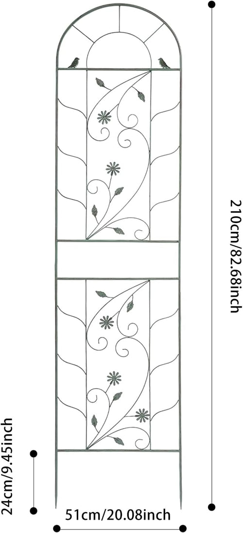 2-Pack Metal Garden Trellises for Climbing Plants 20x83 inch Decorative Garden Fencing Flower Trellis for Vine Vegetables Roses in Patio Yard Outdoor-Decoration Arched-Fence-Trellis