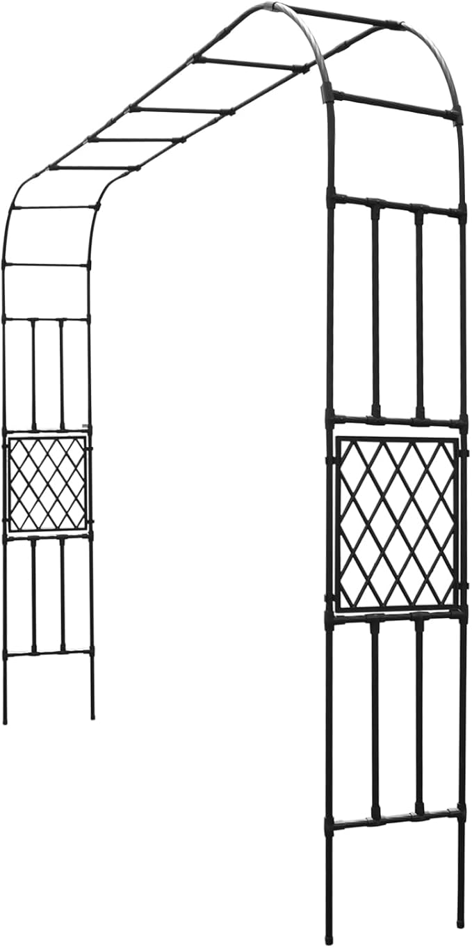 Garden Arch Trellis Length 9.84FT Height 8.2FT Arch Garden Trellis Arbor for Climbing Plants Outdoor Heavy Duty Plant Arch for Lawn Party Ceremony Wedding Decoration Black