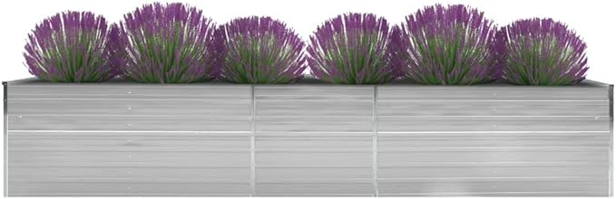 Garden Raised Bed Galvanized Steel 157.5x31.5x17.7 Gray