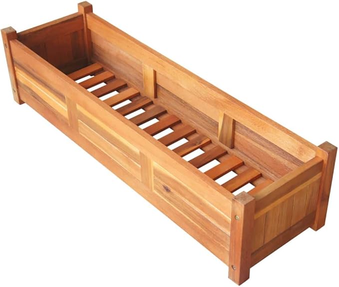 Garden Raised Beds 2 pcs Acacia Wood 39.4x11.8x9.8 bWeight-32 lbs