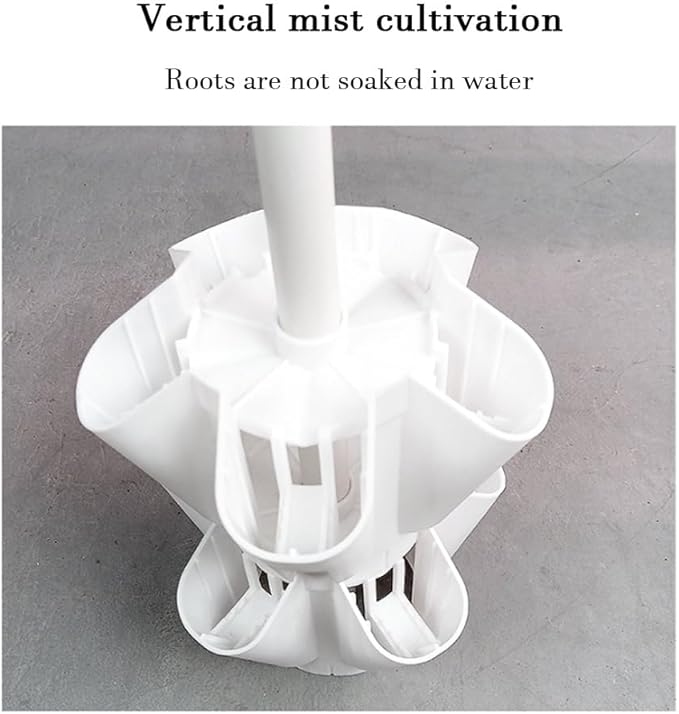 Hydroponics Growing Set with LED Grow Light Hydroponics Growing System Column-Type Water Mist Cultivation Fan-Shaped Water Distribution Design for Fruits(White)