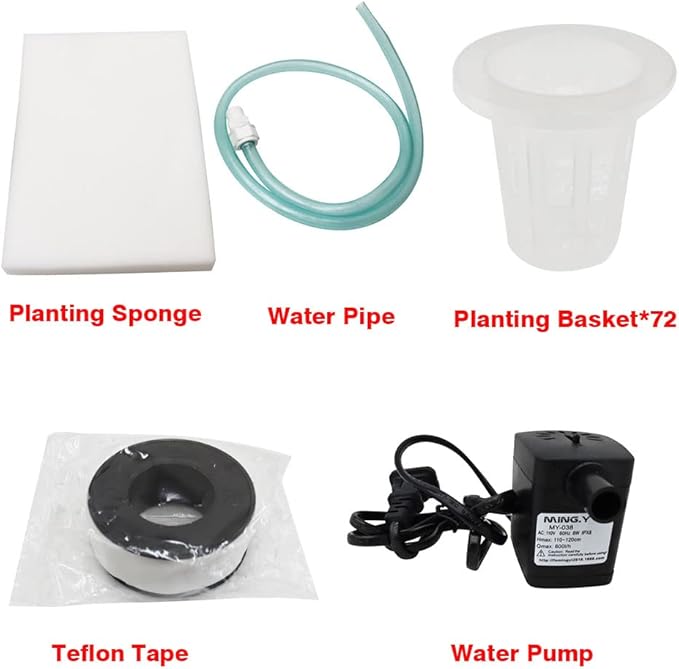 Wall-Mounted Hydroponic Grow Kit 72 Plant Sites Hydroponics Planting System 8 PVC-U Pipes Hydroponic Gardening Indoor System with 110V Water PumpPlanting SpongeHose