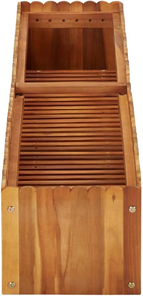 Wooden Raised Garden Planter Bed Solid Acacia Wood Slatted Design Patio Flower Plant Vegetable Bed Lawn Backyard Outdoor Patio DIY Decor 59x11.8x9.8