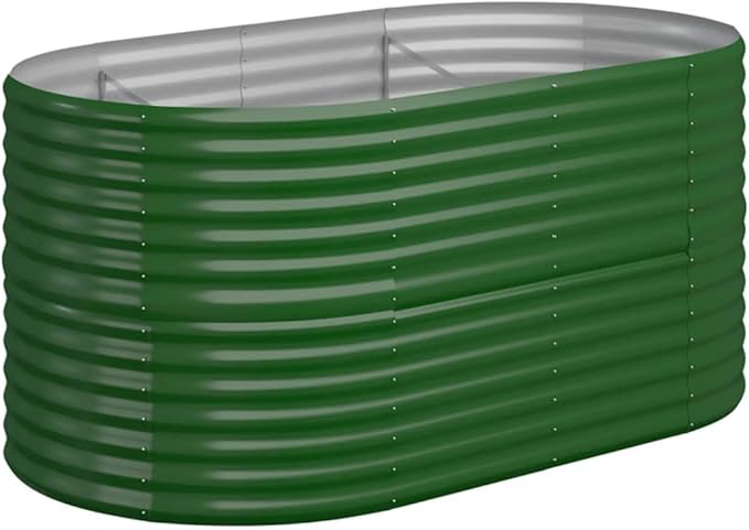 Garden Raised Bed Powder-Coated Steel Planter Boxes Outdoor for Vegetables Fruits Flower 59.8x31.5x26.8 Green-630