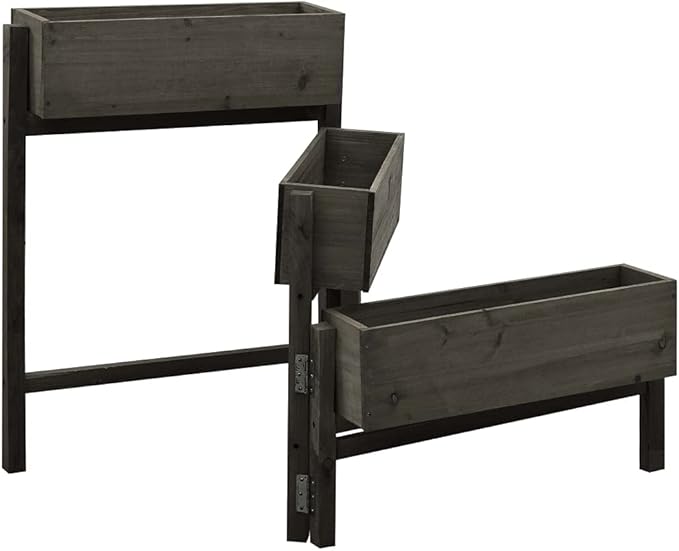 Garden Folding Planter Raised for Indoor Outdoor Vegetables Flower Herb Plants Bed Elevated Wood Wooden Box Stand for Backyard Patio Balcony Liner Trellis 23.6 x 5.5 x 29.5 (W x D x H)