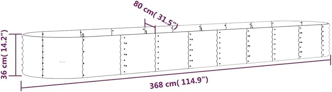 ZEYUAN Garden Raised Bed Planter Raised Beds Raised Planter Box Planters for Outdoor Plants Garden Beds Powder-Coated Steel 144.9x31.5x14.2 Gray