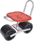 360 Degree Swivel Height-Adjustable Chair Heavy Duty Gardening StoolRolling Garden Cart with 2 Wheelsfor Lawn Yard(Red)
