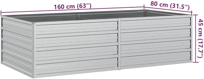 SKM Garden Raised Bed Silver Galvanized Steel Large Garden Raised BedSilver (Weight 12.3KG)