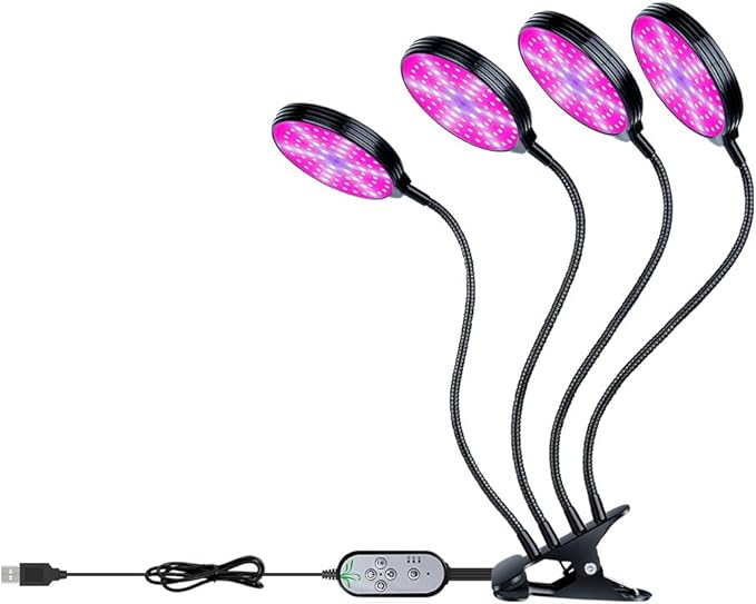 80W LED USB Power Supply Indoor Planting Light 5V Dimmable Automatic on/Off 360° Adjustable 3-Mode Greenhouse Tent Hydroponic UV/IR Vegetables Flowers Seedlings Red and Blue Cultivation Lamping