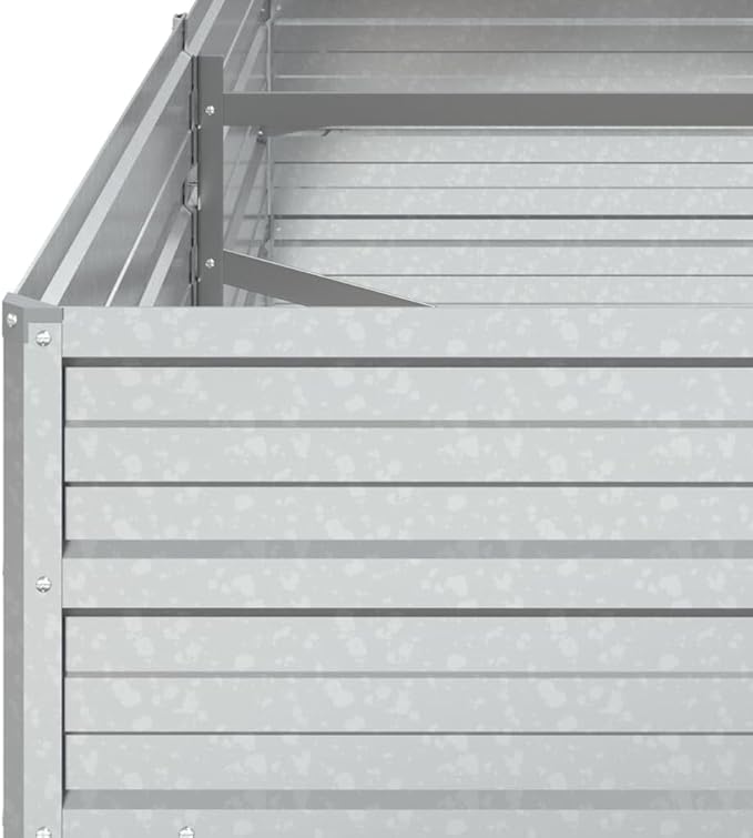 SKM Garden Raised Bed Silver Galvanized Steel Large Garden Raised BedSilver (Weight 12.3KG)