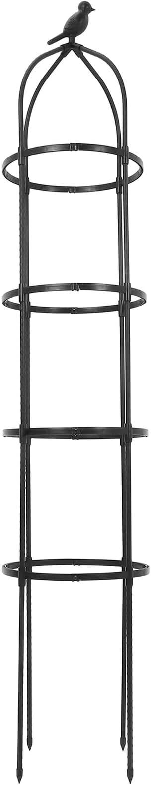 BESTonZON Heavy Duty Iron Plant Support Garden Trellis with Bird Design 175cm Tall Metal Climbing Plant Frame for Outdoor Yard Decor and Vine Flowers