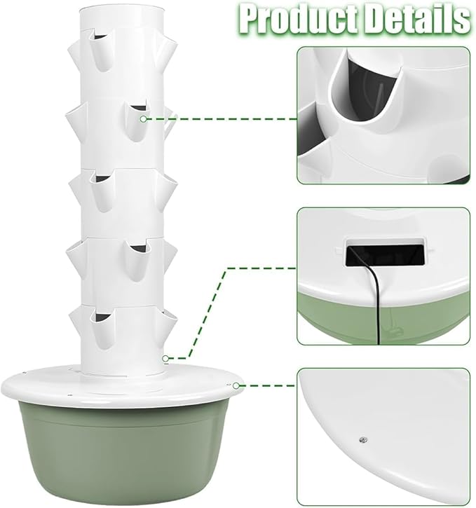 Hydroponic Tower Garden Kit5/7/9 Layers Indoor Vertical Growing System with Self-Watering Tank Space-Saving Aeroponic Planter for Vegetables Herbs &amp Strawberries(Size:9 Layers)