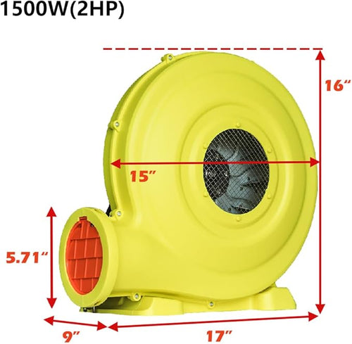 1500W(2PH) Blower for Inflatable Bounce House Commercial Electric Pump Fan for Inflatable Water Slides &amp Screen Movie Quick Blow Up（UL Certification）