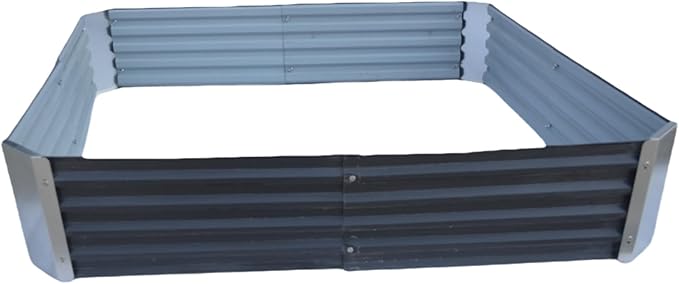 4ft x 4ft Galvanized Raised Garden Bed Horticultural Planting Box Metal Planter Boxes Outdoor Suitable for Plants Flowers Vegetables Herbs Fruits Dark Grey