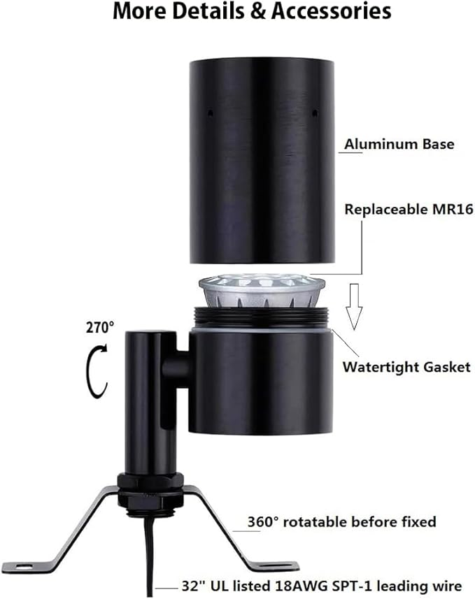 Landscape Lighting Tree Down Lights Outdoor MoonlightReplaceable Low Voltage MR16 LED Aluminum Housing for Directional Wall Patio Mounted Post Fence Lights Bronze Finish