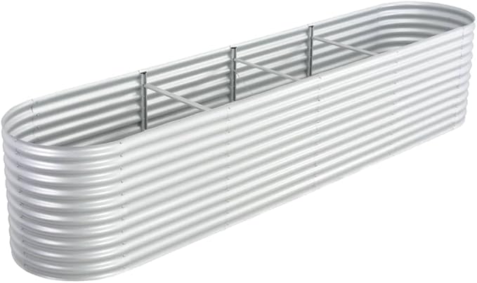 Garden Raised BedOutdoor Galvanized Planter Overhead Garden Box for VegetablesPlantsFlowersHerbsFruits Large Metal Raised Garden Beds 157.4x31.4x31.8 Galvanized Steel Silver