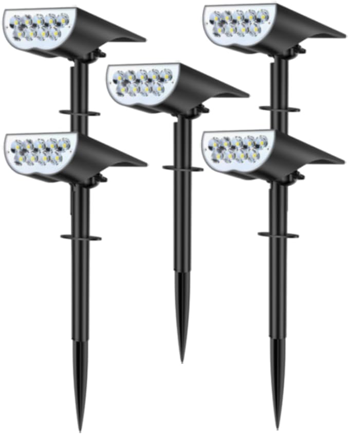 Solar Spot Lights Outdoor Solar Lights Outdoor Waterproof IP65 3 Brightness Modes Dusk to Dawn Landscape Spotlights for Yard Garden Pathway Tree Decoration Cool White 5 Pack