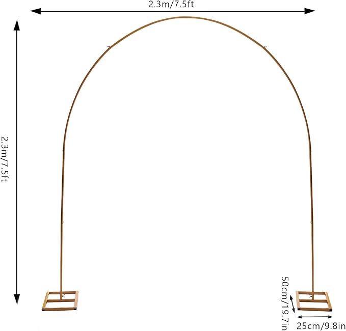 7.5ft Metal Wedding Arch Balloon Arch Stand Gold Party Decoration Arch Wedding Arch Backdrop Stand for Wedding Birthday Party Anniversary Valentine Ceremony Decorations