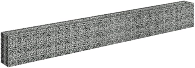 Gabion Raised Bed Galvanized Steel 177.2x11.8x23.6 Raised Garden Bed Garden Planter for Flowers and Vegetables Elevated Planter Box for Patio Outdoor Gardening