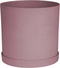Bloem Mathers 10 Dusty Rose Round Modern Resin Garden Planter Pot with Drainage Holes and Removable Saucer Tray Included
