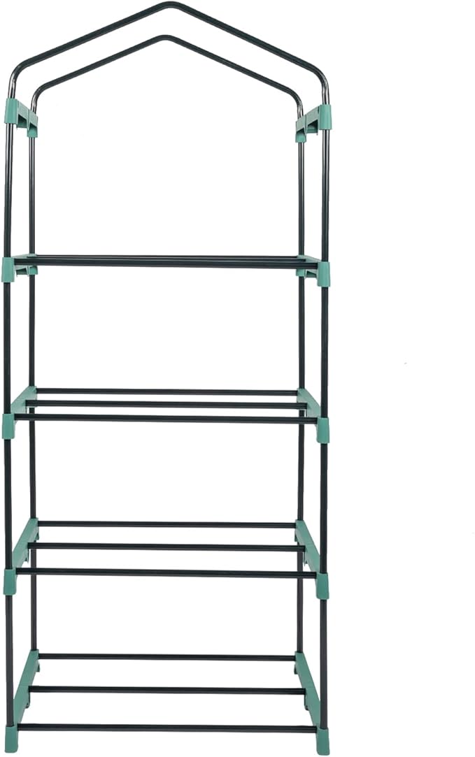 4-Tier Mini Greenhouse Indoor Outdoor with PE Cover and Roll-Up Zipper Door Portable Waterproof Cloth Greenhouse Tent Grow Seeds &amp Seedlings 27.17X19.29X63''Green