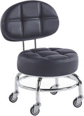 Rotating Low Stool Low Rolling Stool with Wheels 360° Rotating Pulley Low Stool with Backrest Foot Stools with Universal Swivel Caster Wheels Leather Small Stools for Garage Gardening Ho