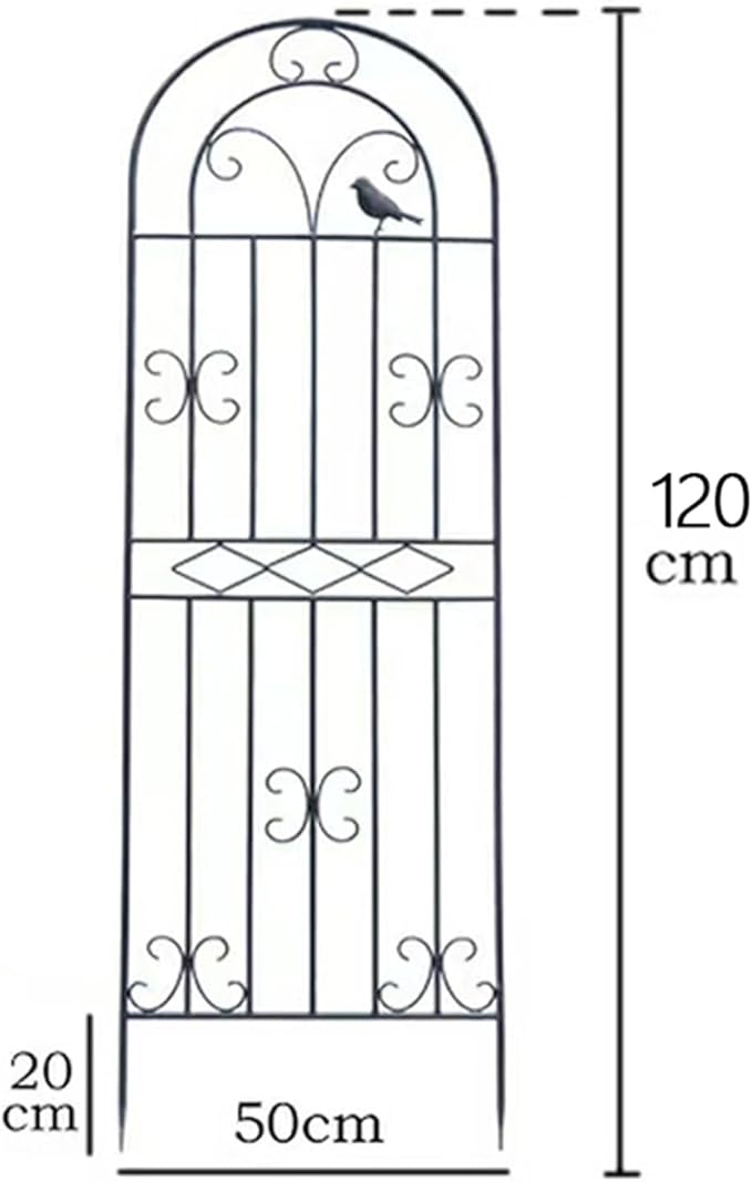 Garden Iron Rose Fence Gardening Post Rose Vine Ivy Clematis Gardening Post Easy to Assemble Height Adjustable Climbing Plant Garden Trellis 120cm*50cm Black