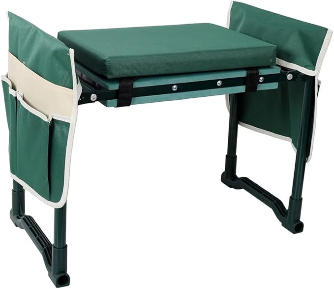 Garden Stool and KneelerHeavy Duty Foldable Gardening Bench Kneeler &amp Stool with 2 Tool Pouch and EVA Foam PadGardening Gifts for Women Mom Men Seniors