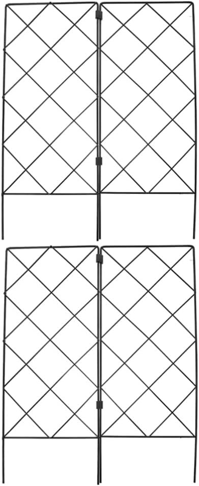 Generic 2Pcs Garden Trellis for Climbing Plant Rustproof Metal Potted Plant Climbing Support Garden Supply for Outdoor Flowers Vegetable Fruits Vines 53.50X40.50X0.30CM Black H6L216Q4457LKF7I