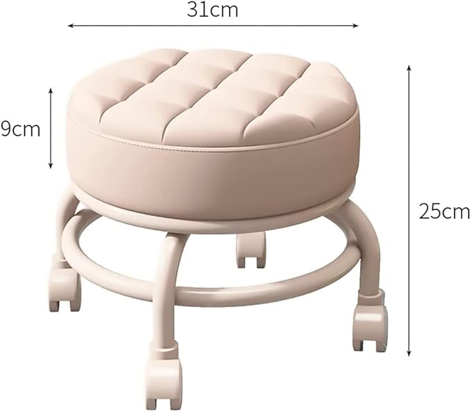 stool saddle stool small stool Rolling StoolLow Rolling Stool with WheelsLittle Low Small StoolsFoot Stools with Universal Swivel Caster Wheels Leather Small Stools for Gardening Home Daily Par