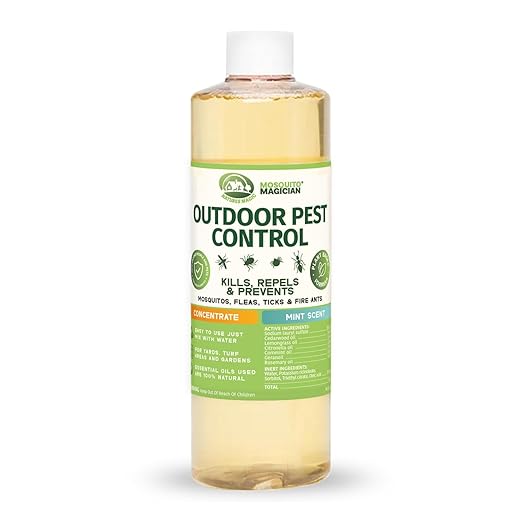 Mosquito Magician Liquid Concentrate - Kills Mosquitoes Fleas &amp Fire Ants Use with Pump or Backpack Sprayers Foggers or Automatic Misting Machines Ideal for Yards Lawns Patios 16 OZ - Min