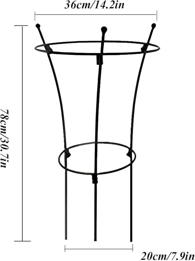 Peony Cage Plant Support Metal Garden Trellis for Climbing Plants Decoration Gardening Trellis for Pot Plant Vegetables Vines Flowers Anti-Rust(78x36cm/30.7x14.2in)