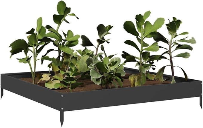 Garden Raised Bed Black Steel 39.4x39.4x7.3 Inch Square Outdoor Planter Box for Vegetables Herbs Flowers Durable Metal Garden Beds