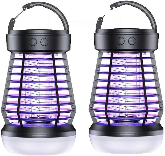 Upgrade 3-in-1 Bug Lantern with 2000V Grid – Portable Rechargeable Camping Light with Adjustable Brightness and SOS Mode – for Indoor &amp Outdoor Use (2 Pack)