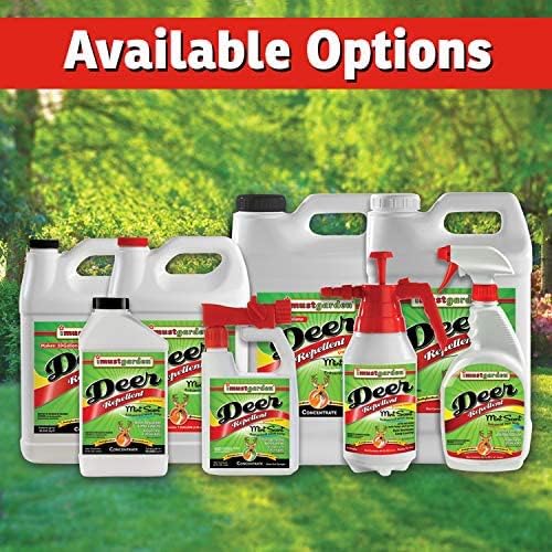 I Must Garden Deer Repellent [2 Pack: Mint Scent + Spice Scent] - Natural Deer Spray for Gardens &amp Plants – Two 32oz RTU Bottles