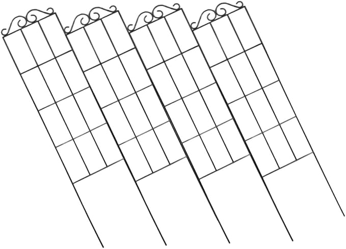 Uonlytech 4pcs Metal Garden Trellis Plant Support Stakes Climbing Vine Frame for Indoor Outdoor Potted Plants 50x15cm Black Climbing Houseplant Stem Supports