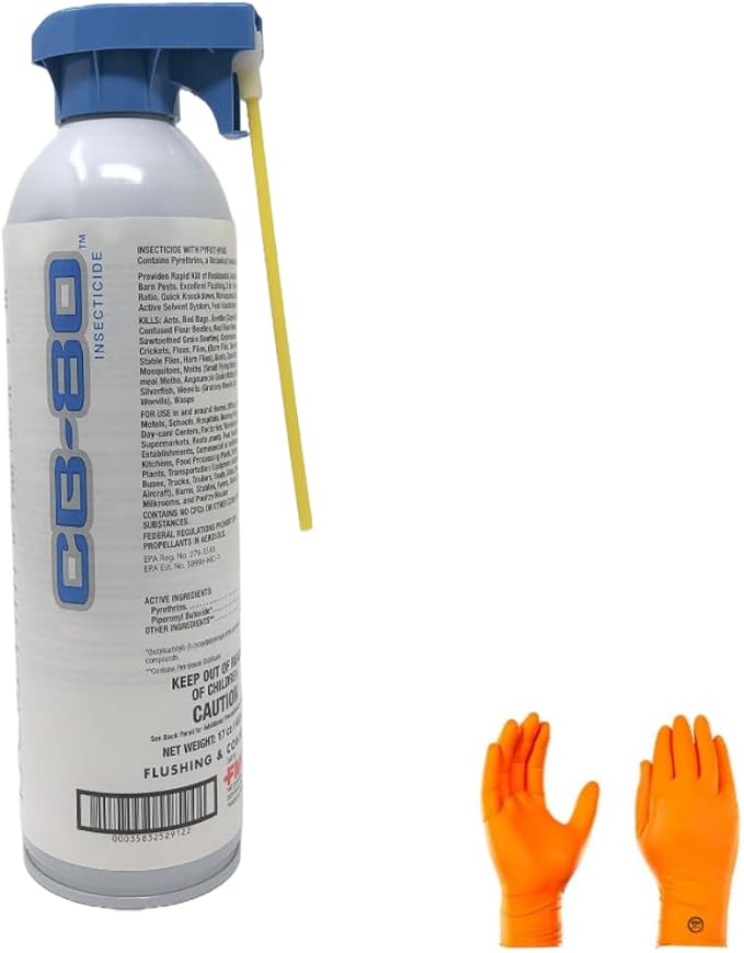CB-80 Synergized Aerosol Insecticide 17oz | Premium USA Supply Gloves for Safe Eradication | USA Supply Pest ID Card