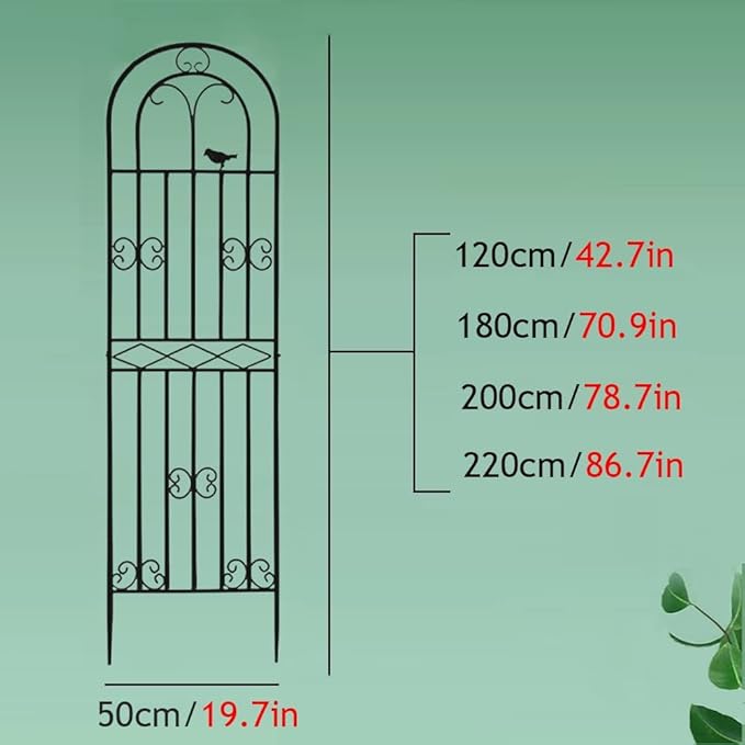 Garden Trellis for Climbing Plants 47.2in×19.7in&amp1PCRustproof Sturdy Black Iron Plant Support for Lawn Garden Backyard Flower(Size:220cm/86.7in)