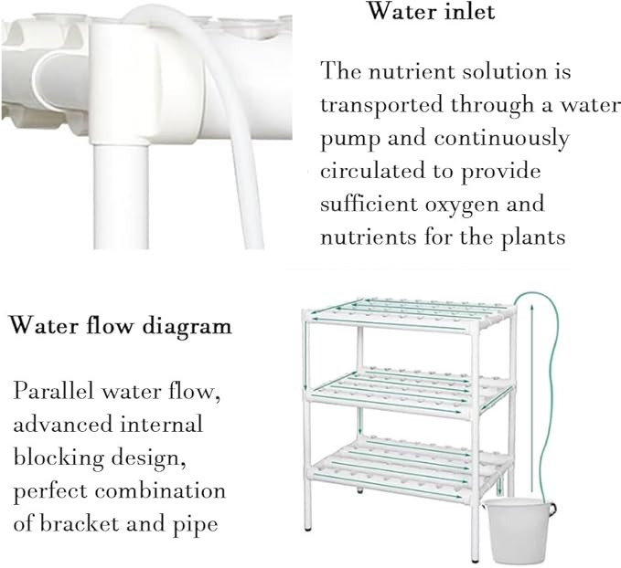 Hydroponics Growing System Kit Indoor Garden Vertical Hydroponic Tower with Water Pump PVC Drinking Water Pipe Height-Adjustable Foot Pads for Fruits