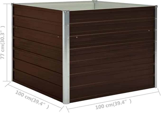 Galvanized Steel Raised Garden Bed Medium Size Galvanized Brown for Patio Garden and Welded Fence Landscape Fencing Great Bed for Growing Herbs